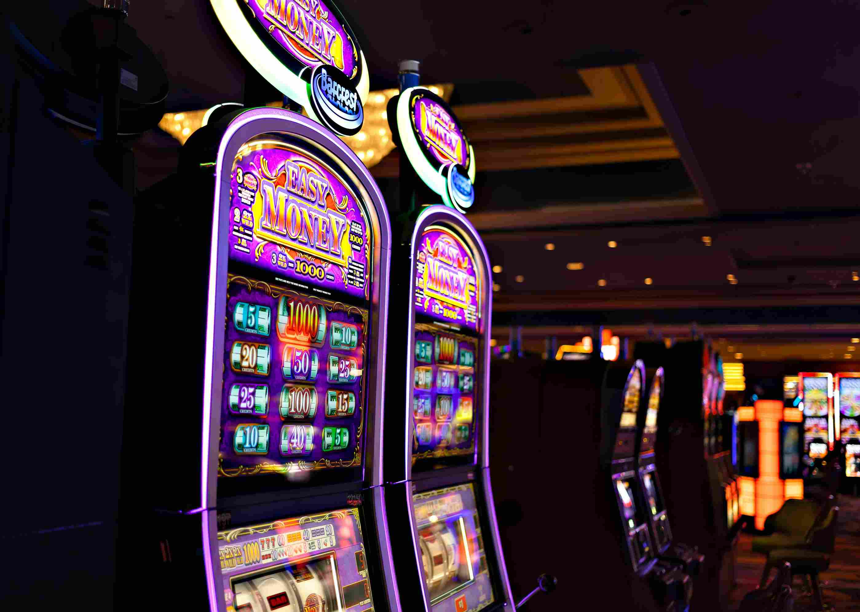 Neon slot machine with virtual coins